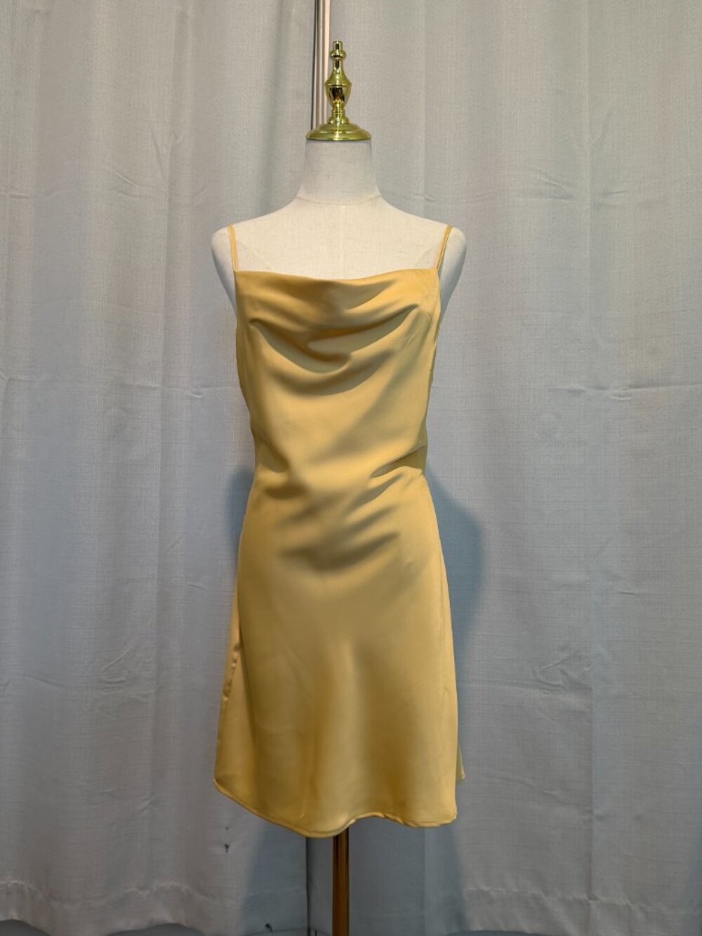 Urban Outfitters Gold Satin Cowl Neck Mini Slip Dress Size M - Picture 4 of 8